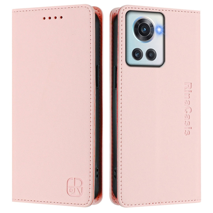 For OnePlus 10R / OnePlus Ace RC01 Dual-Folded Magnetic Suction RFID Leather Phone Case