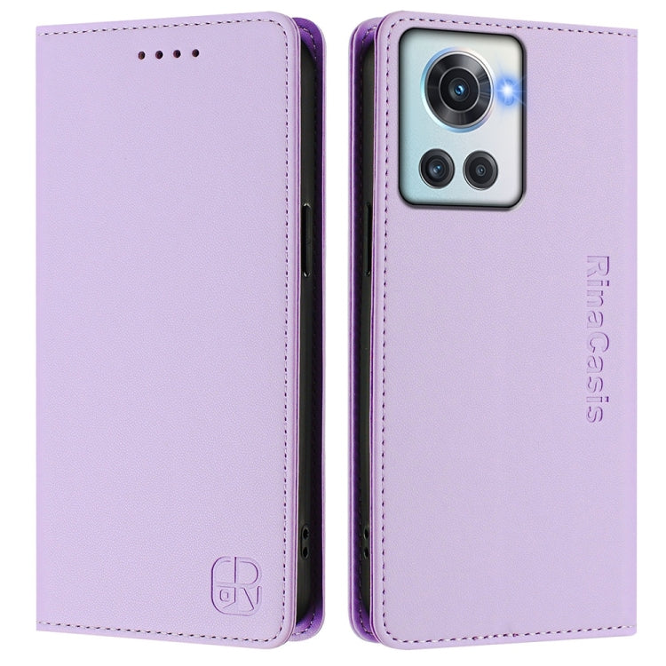 For OnePlus 10R / OnePlus Ace RC01 Dual-Folded Magnetic Suction RFID Leather Phone Case