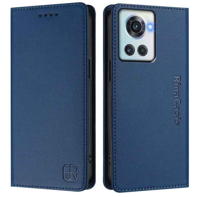 For OnePlus 10R / OnePlus Ace RC01 Dual-Folded Magnetic Suction RFID Leather Phone Case