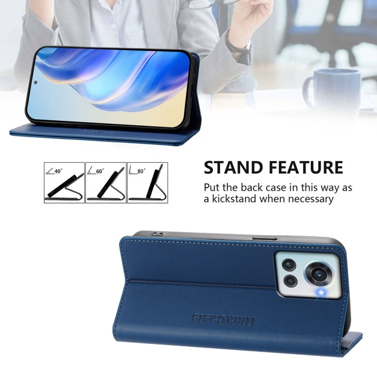 For OnePlus 10R / OnePlus Ace RC01 Dual-Folded Magnetic Suction RFID Leather Phone Case