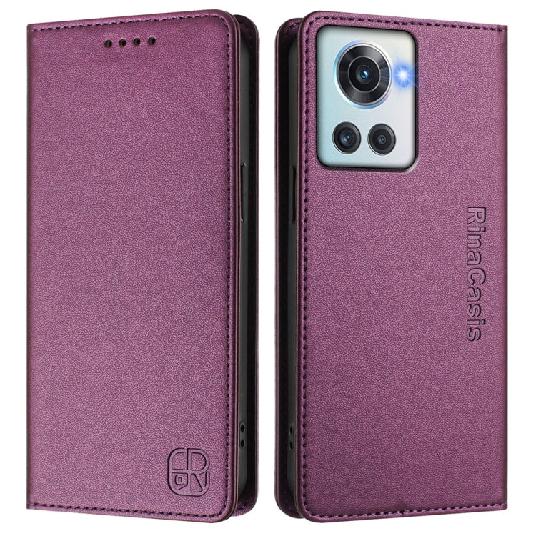 For OnePlus 10R / OnePlus Ace RC01 Dual-Folded Magnetic Suction RFID Leather Phone Case