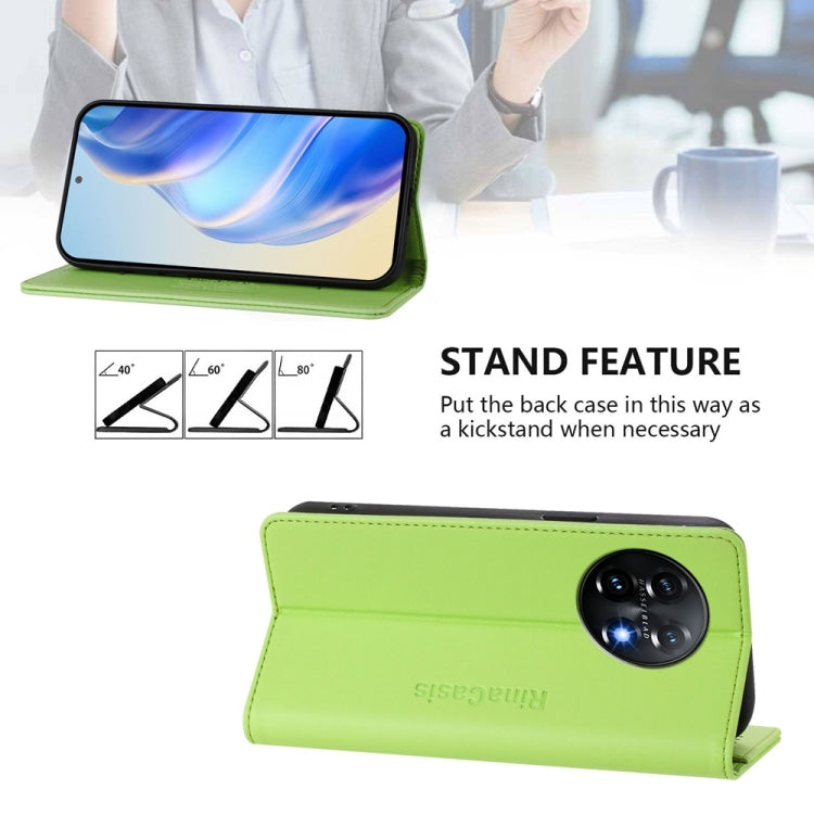 For OnePlus 11 RC01 Dual-Folded Magnetic Suction RFID Leather Phone Case