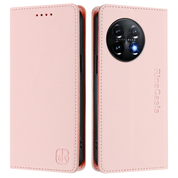 For OnePlus 11 RC01 Dual-Folded Magnetic Suction RFID Leather Phone Case