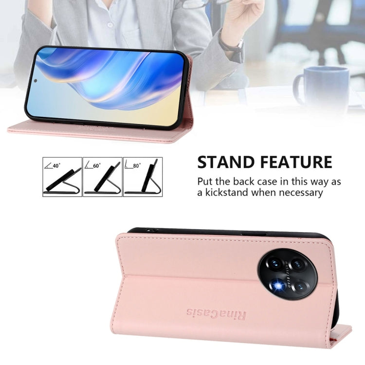 For OnePlus 11 RC01 Dual-Folded Magnetic Suction RFID Leather Phone Case