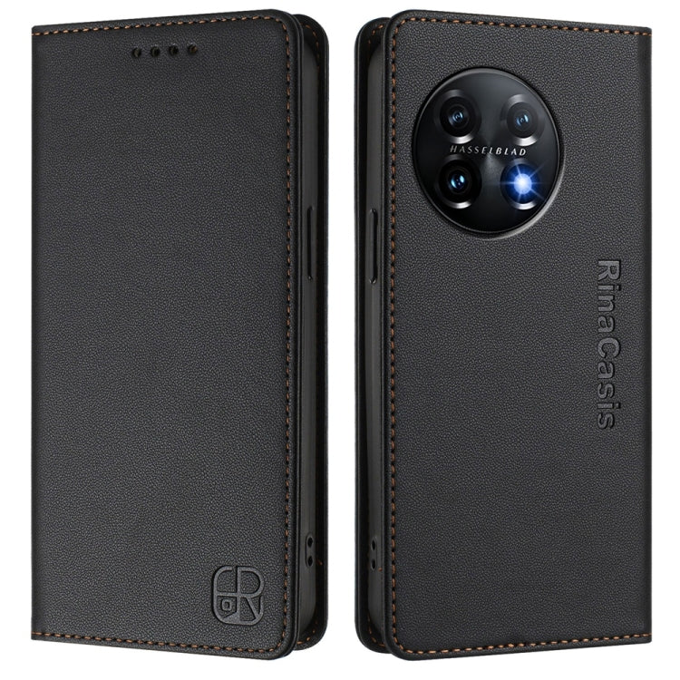 For OnePlus 11 RC01 Dual-Folded Magnetic Suction RFID Leather Phone Case