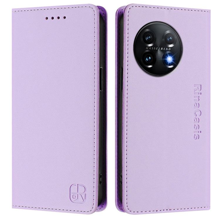For OnePlus 11 RC01 Dual-Folded Magnetic Suction RFID Leather Phone Case