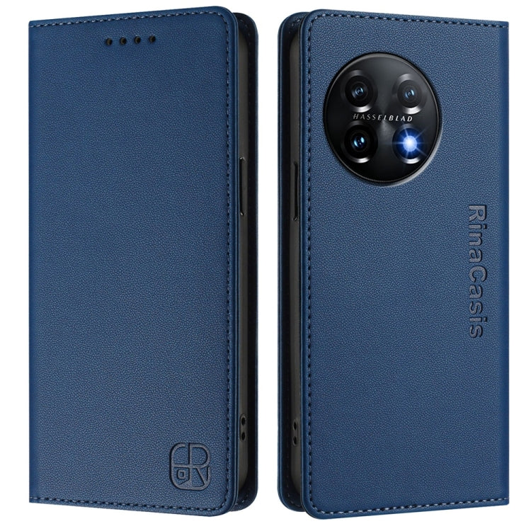 For OnePlus 11 RC01 Dual-Folded Magnetic Suction RFID Leather Phone Case