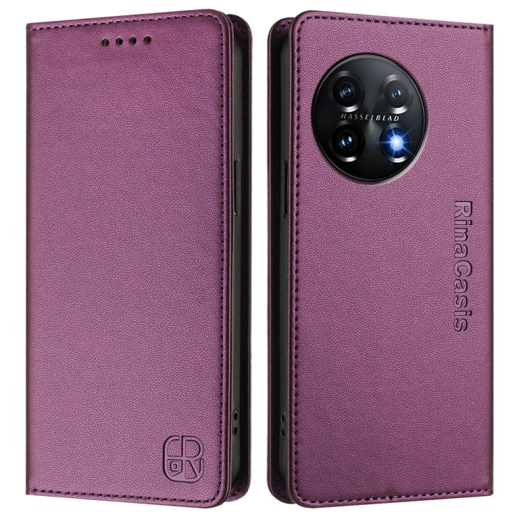 For OnePlus 11 RC01 Dual-Folded Magnetic Suction RFID Leather Phone Case