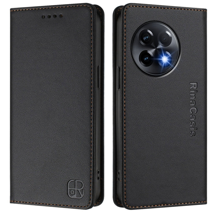 For OnePlus 11R RC01 Dual-Folded Magnetic Suction RFID Leather Phone Case