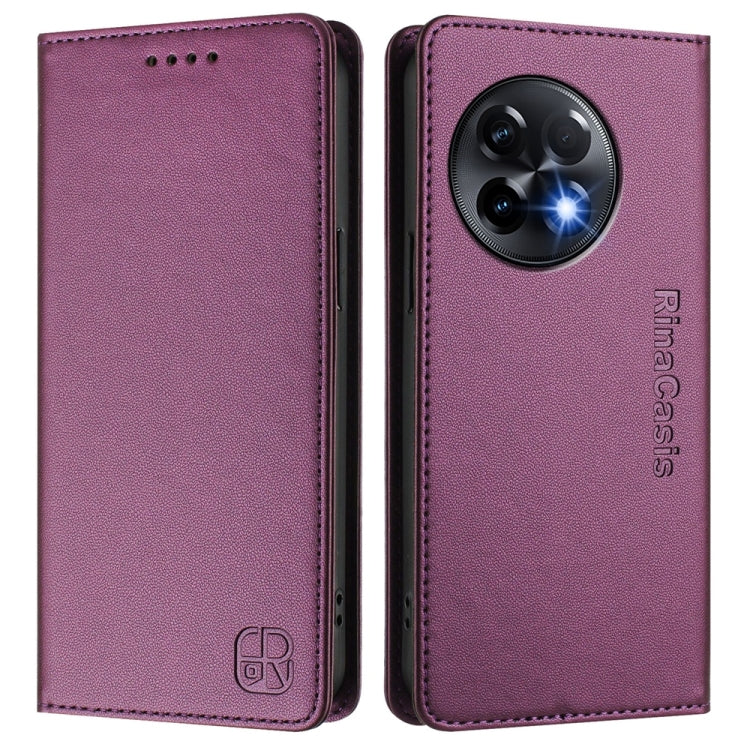 For OnePlus 11R RC01 Dual-Folded Magnetic Suction RFID Leather Phone Case