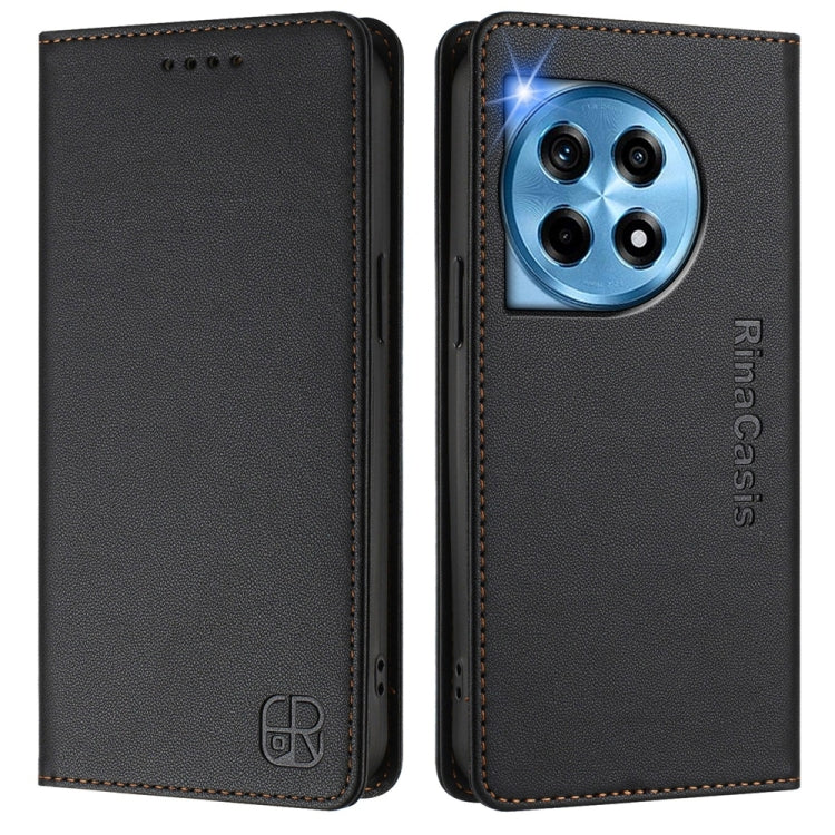 For OnePlus 12 Global RC01 Dual-Folded Magnetic Suction RFID Leather Phone Case