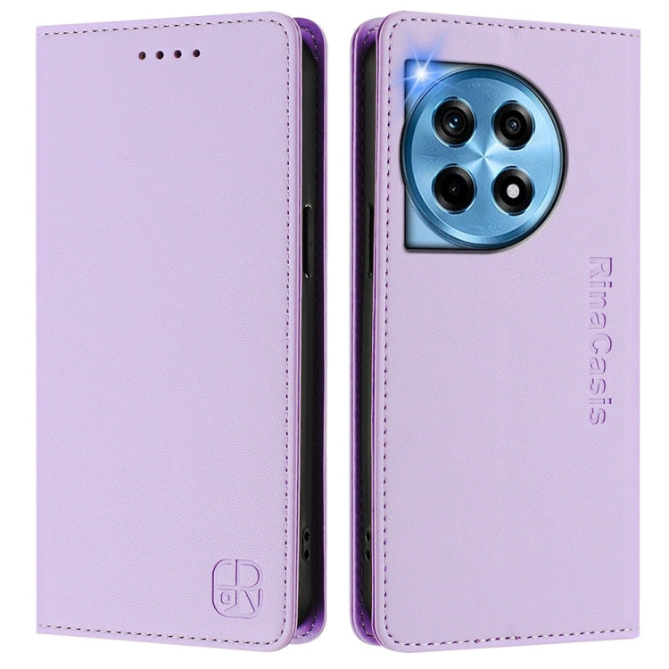 For OnePlus 12 Global RC01 Dual-Folded Magnetic Suction RFID Leather Phone Case
