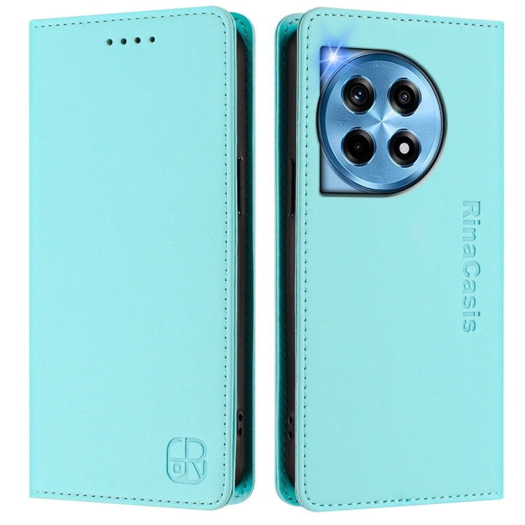 For OnePlus 12R RC01 Dual-Folded Magnetic Suction RFID Leather Phone Case
