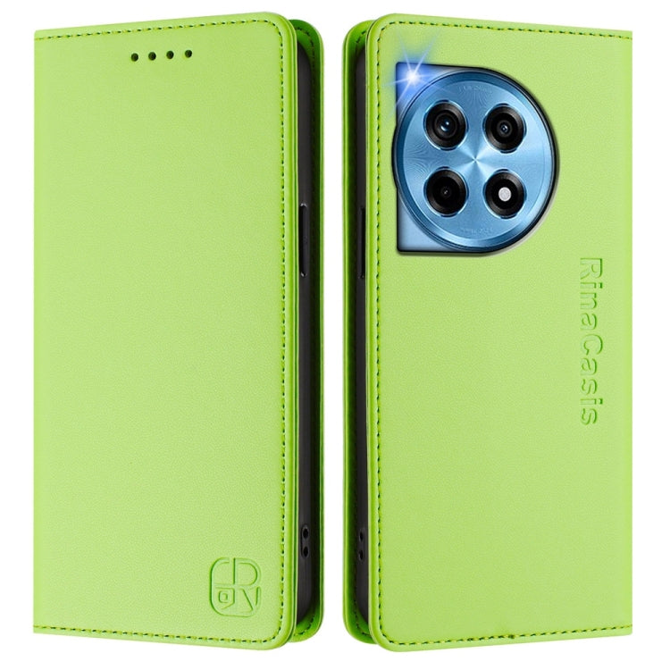 For OnePlus 12R RC01 Dual-Folded Magnetic Suction RFID Leather Phone Case