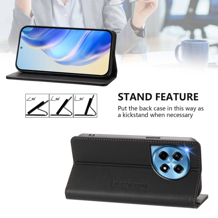 For OnePlus 12R RC01 Dual-Folded Magnetic Suction RFID Leather Phone Case