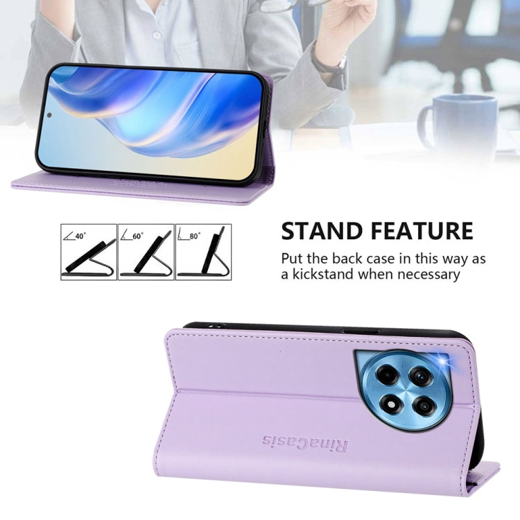 For OnePlus 12R RC01 Dual-Folded Magnetic Suction RFID Leather Phone Case