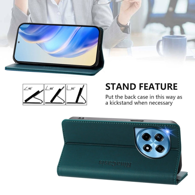 For OnePlus 12R RC01 Dual-Folded Magnetic Suction RFID Leather Phone Case