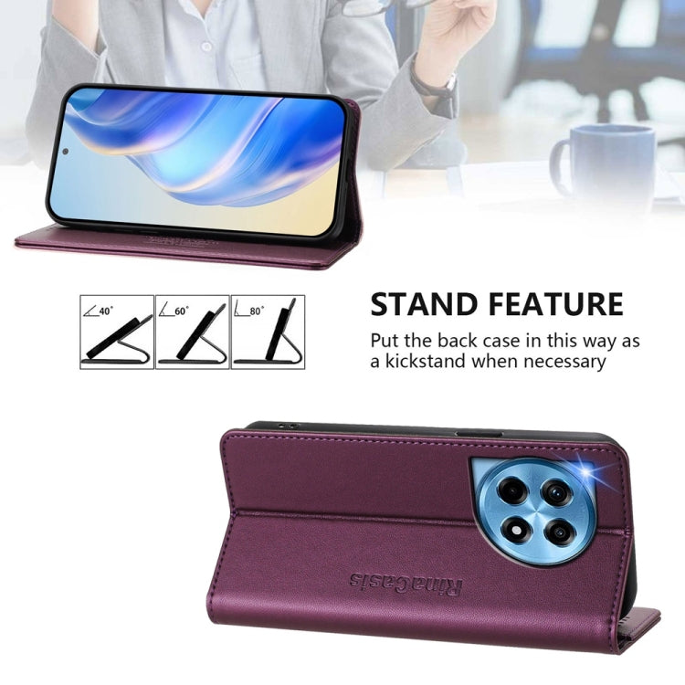 For OnePlus 12R RC01 Dual-Folded Magnetic Suction RFID Leather Phone Case