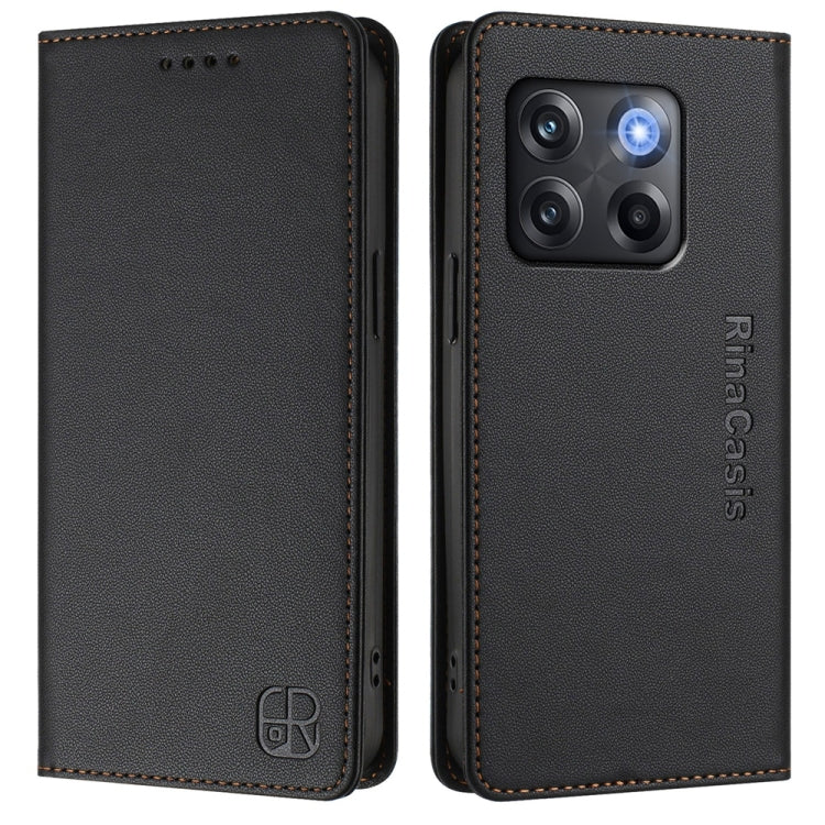 For OnePlus Ace Pro / OnePlus 10T Global RC01 Dual-Folded Magnetic Suction RFID Leather Phone Case