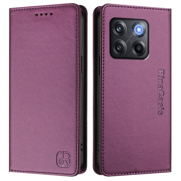 For OnePlus Ace Pro / OnePlus 10T Global RC01 Dual-Folded Magnetic Suction RFID Leather Phone Case