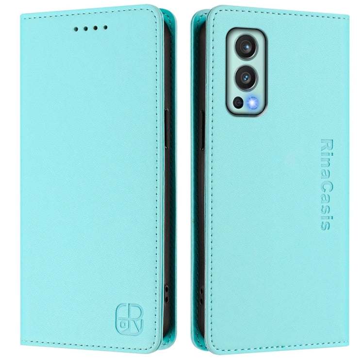 For OnePlus Nord 2 5G RC01 Dual-Folded Magnetic Suction RFID Leather Phone Case