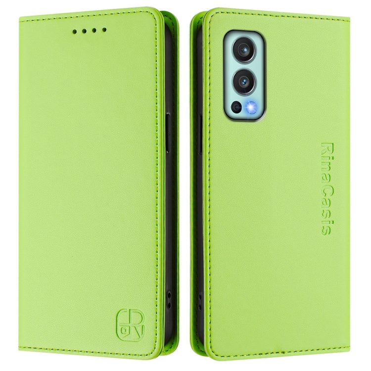 For OnePlus Nord 2 5G RC01 Dual-Folded Magnetic Suction RFID Leather Phone Case