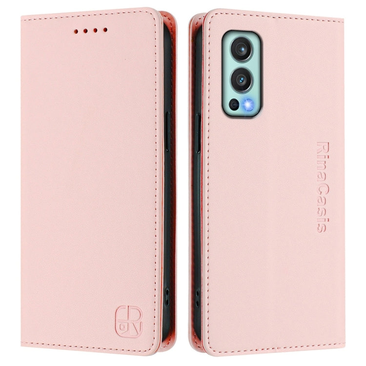 For OnePlus Nord 2 5G RC01 Dual-Folded Magnetic Suction RFID Leather Phone Case