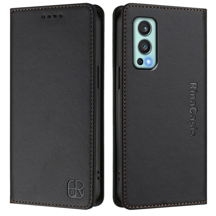 For OnePlus Nord 2 5G RC01 Dual-Folded Magnetic Suction RFID Leather Phone Case