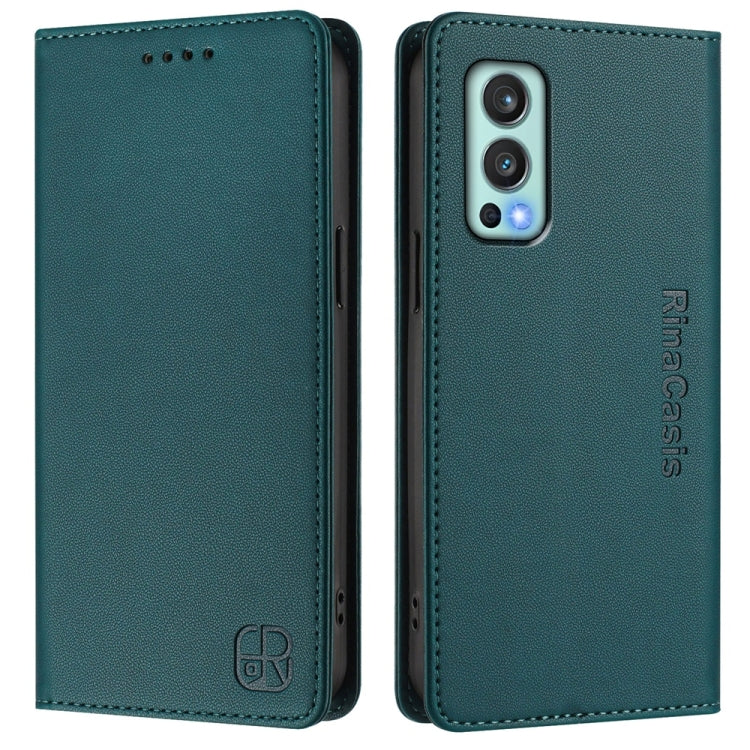 For OnePlus Nord 2 5G RC01 Dual-Folded Magnetic Suction RFID Leather Phone Case