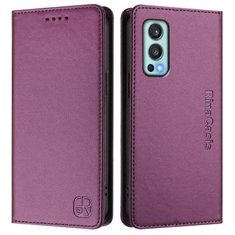 For OnePlus Nord 2 5G RC01 Dual-Folded Magnetic Suction RFID Leather Phone Case