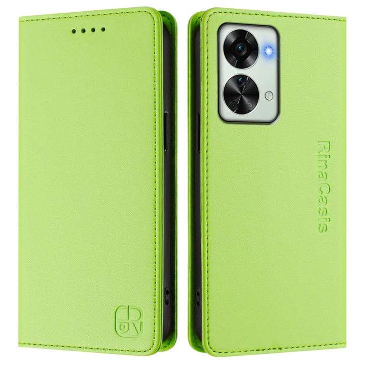 For OnePlus Nord 2T RC01 Dual-Folded Magnetic Suction RFID Leather Phone Case
