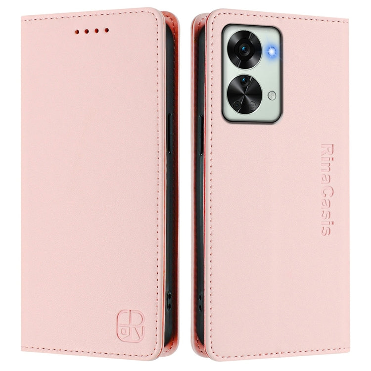 For OnePlus Nord 2T RC01 Dual-Folded Magnetic Suction RFID Leather Phone Case
