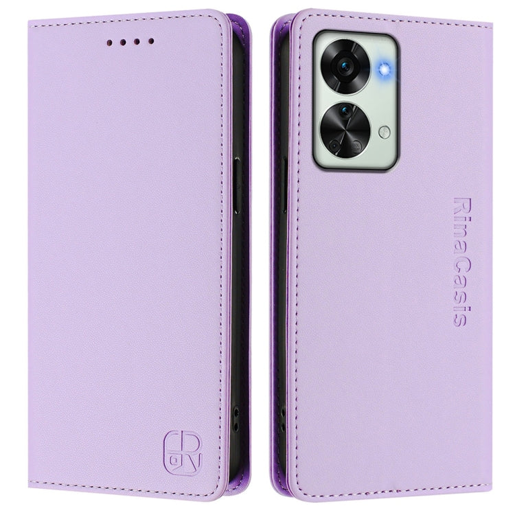 For OnePlus Nord 2T RC01 Dual-Folded Magnetic Suction RFID Leather Phone Case