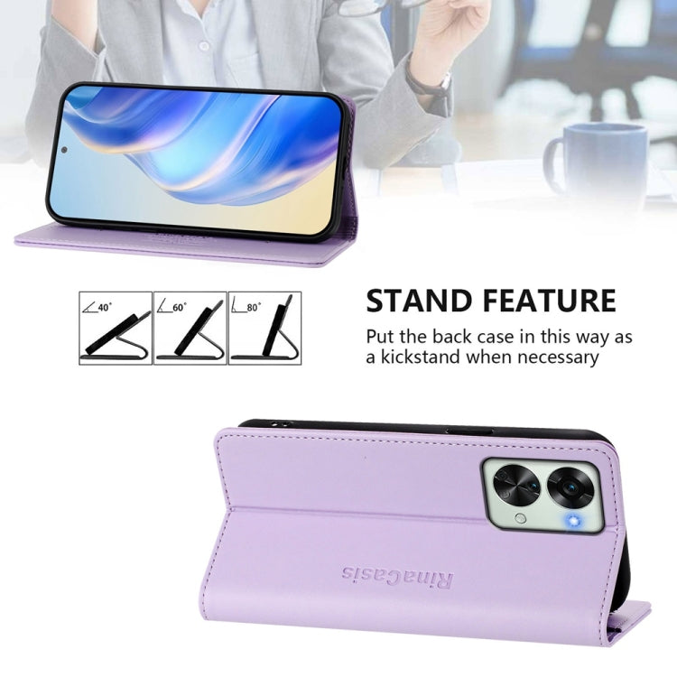 For OnePlus Nord 2T RC01 Dual-Folded Magnetic Suction RFID Leather Phone Case