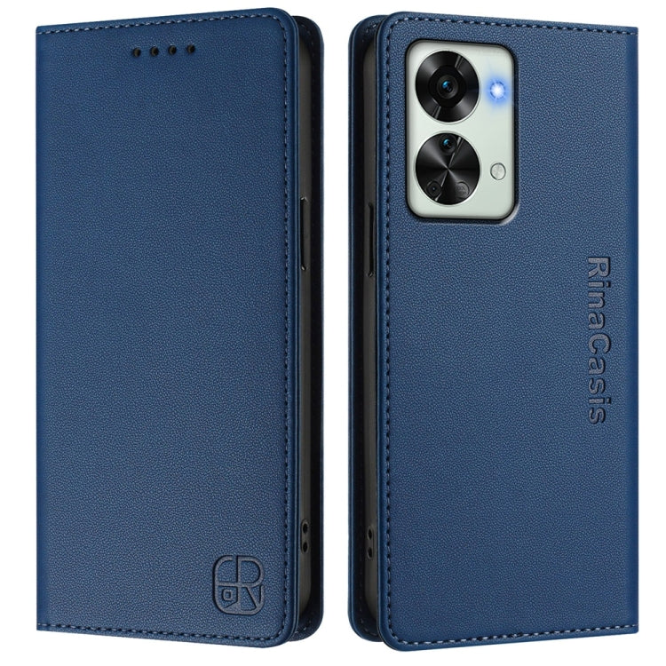 For OnePlus Nord 2T RC01 Dual-Folded Magnetic Suction RFID Leather Phone Case