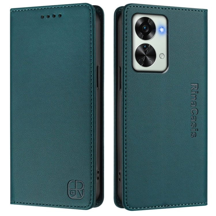 For OnePlus Nord 2T RC01 Dual-Folded Magnetic Suction RFID Leather Phone Case