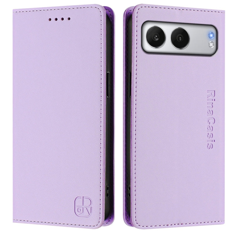For OnePlus Nord 4 RC01 Dual-Folded Magnetic Suction RFID Leather Phone Case