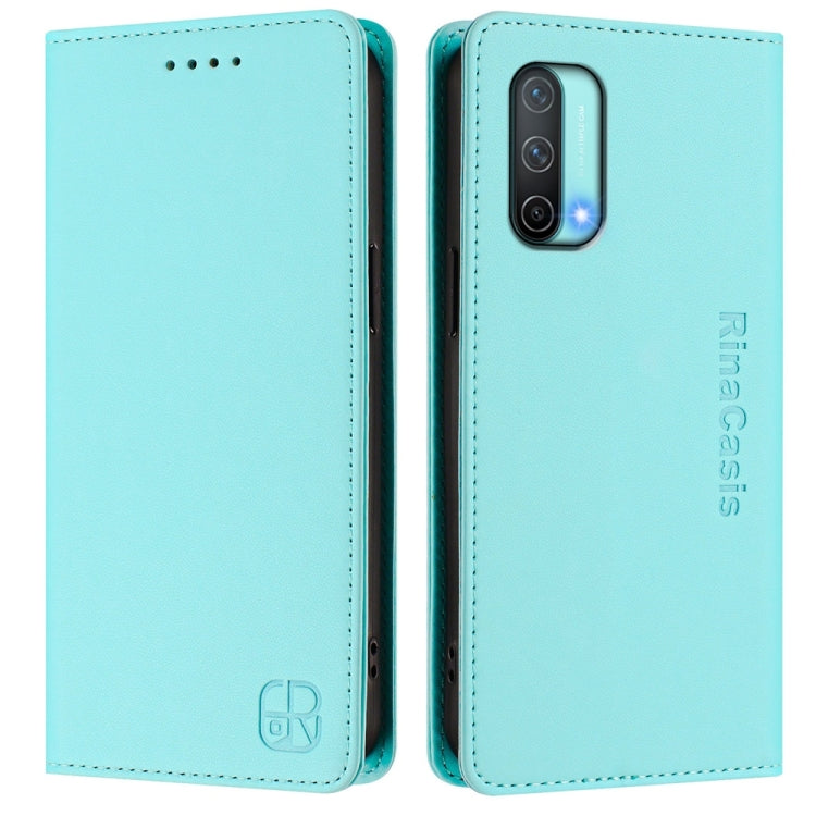 For OnePlus Nord CE 5G RC01 Dual-Folded Magnetic Suction RFID Leather Phone Case