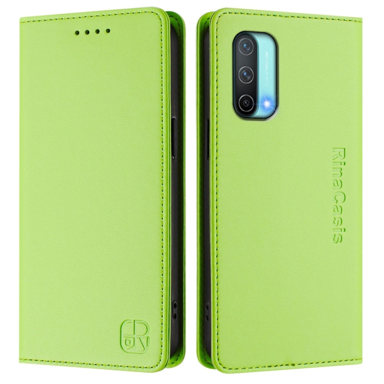 For OnePlus Nord CE 5G RC01 Dual-Folded Magnetic Suction RFID Leather Phone Case