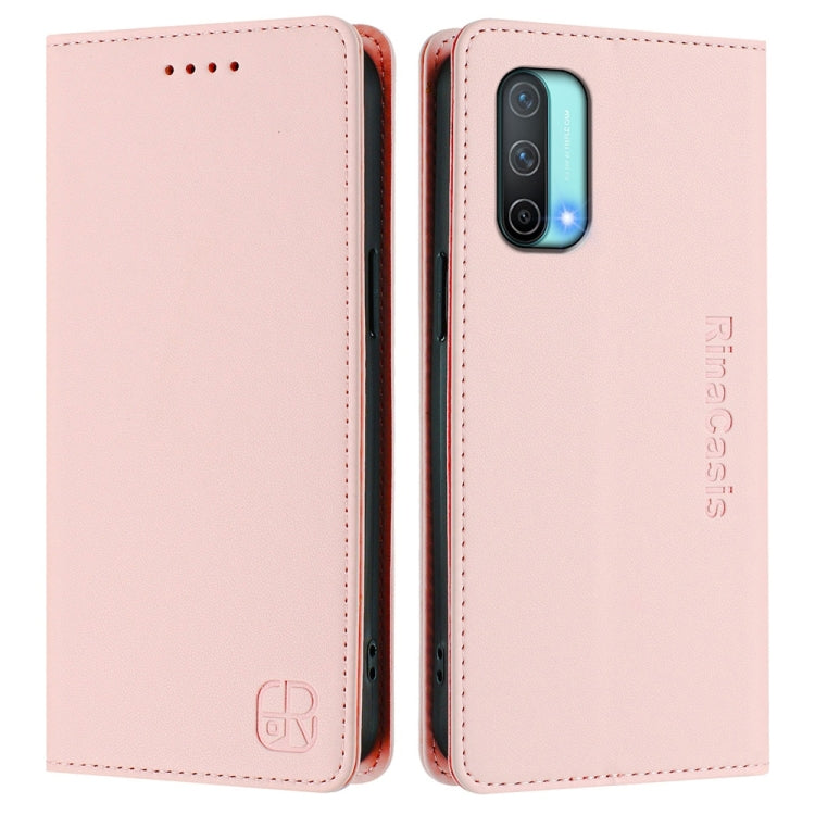 For OnePlus Nord CE 5G RC01 Dual-Folded Magnetic Suction RFID Leather Phone Case