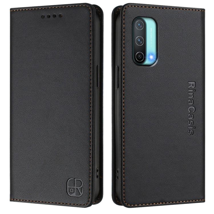 For OnePlus Nord CE 5G RC01 Dual-Folded Magnetic Suction RFID Leather Phone Case