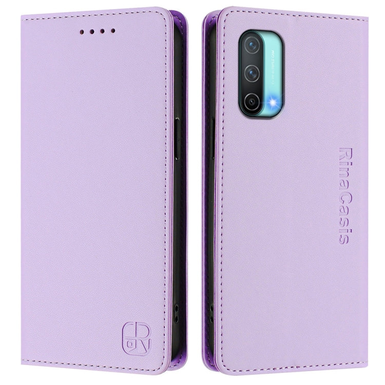 For OnePlus Nord CE 5G RC01 Dual-Folded Magnetic Suction RFID Leather Phone Case