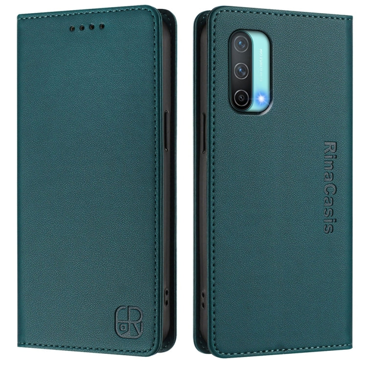 For OnePlus Nord CE 5G RC01 Dual-Folded Magnetic Suction RFID Leather Phone Case