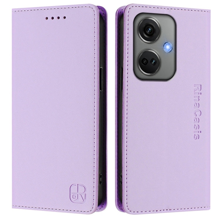 For OnePlus Nord CE3 RC01 Dual-Folded Magnetic Suction RFID Leather Phone Case