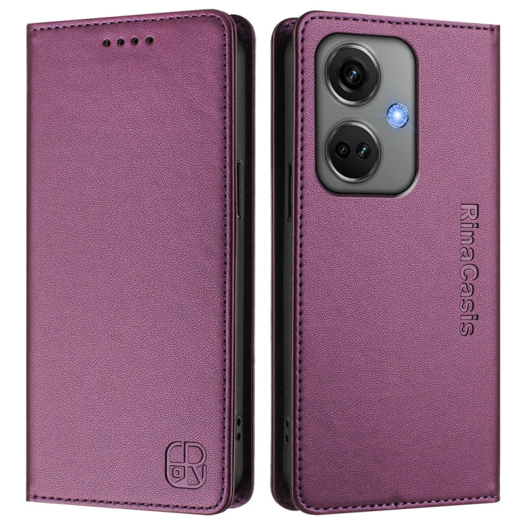For OnePlus Nord CE3 RC01 Dual-Folded Magnetic Suction RFID Leather Phone Case