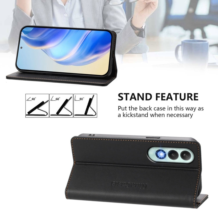 For OnePlus Nord CE4 RC01 Dual-Folded Magnetic Suction RFID Leather Phone Case