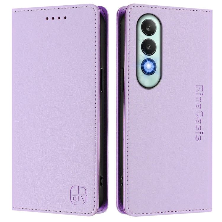 For OnePlus Nord CE4 RC01 Dual-Folded Magnetic Suction RFID Leather Phone Case