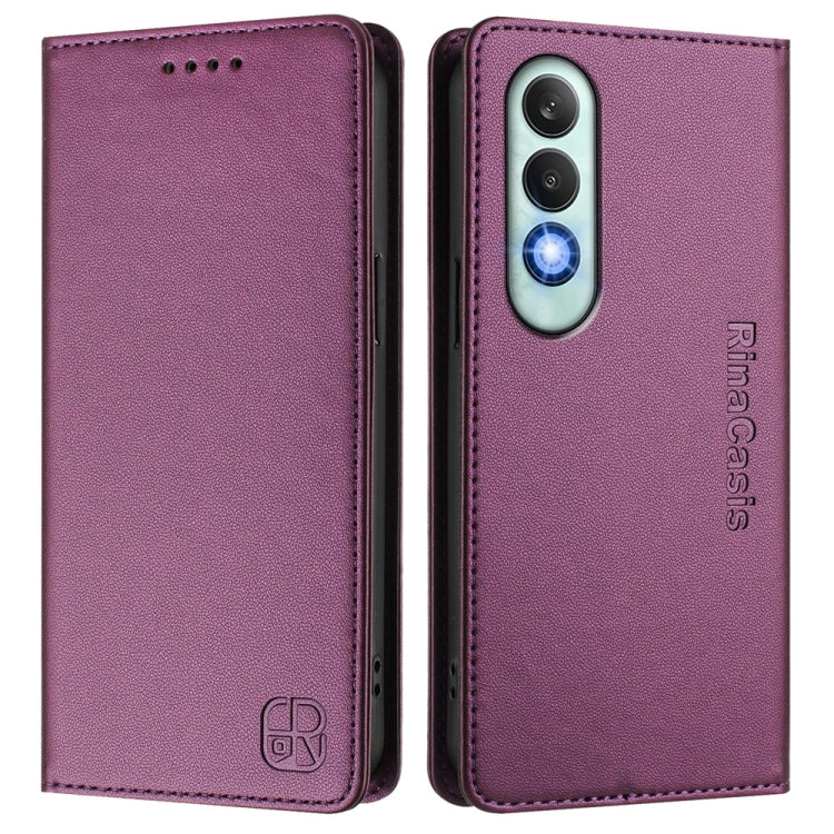 For OnePlus Nord CE4 RC01 Dual-Folded Magnetic Suction RFID Leather Phone Case