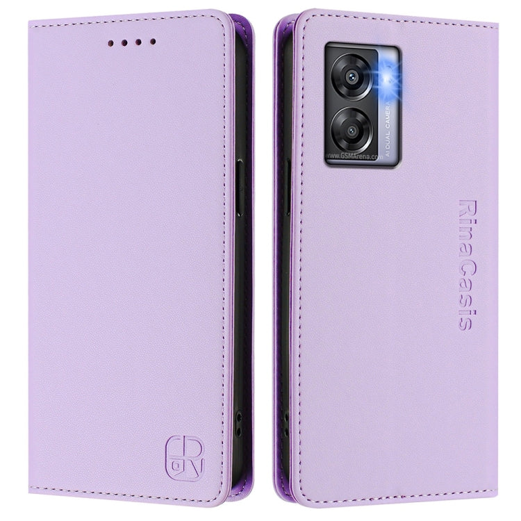 For OnePlus Nord N300 RC01 Dual-Folded Magnetic Suction RFID Leather Phone Case