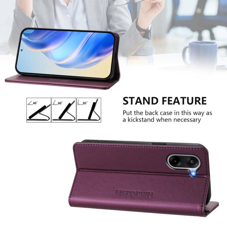 For OnePlus Ace 5 Racing RC01 Dual-Folded Magnetic Suction RFID Leather Phone Case